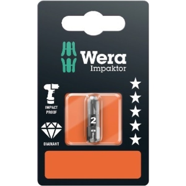 Set med 4 produkter. Wera 855/1 Impaktor bit PZ 2 x 25mm