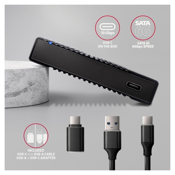 AXAGON, USB-C 10Gbps RIBBED Box, EE25-GTR