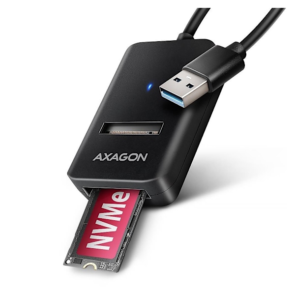AXAGON, USB-A 10 Gbps - M.2 NVMe og SATA SSD-adapter, ADM2-AM Sort