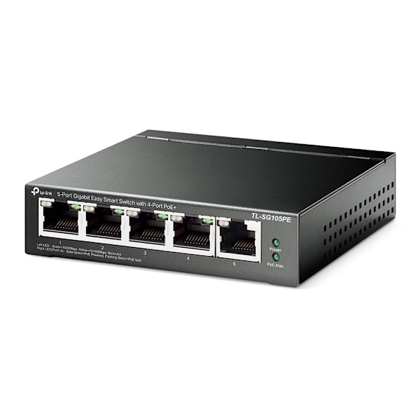 Switch TP-LINK TL-SG105PE (Skrivbord/sockel, 5x10Base-T / 100Base-TX / 1000Base-T, PoE-portar 4, TL-SG105PE)