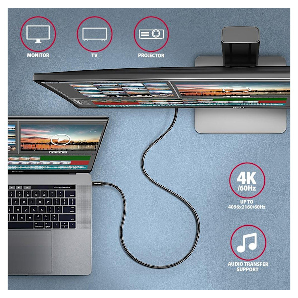 AXAGON, USB Type-C - USB Type-C, SPEED + USB-C, USB 20 Gbps kaapeli, 0,5 m, BUCM32-CM05AB
