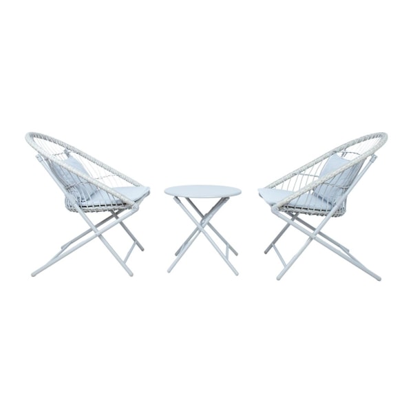 Balcony set YOLANDA 2 chairs and table, light gray