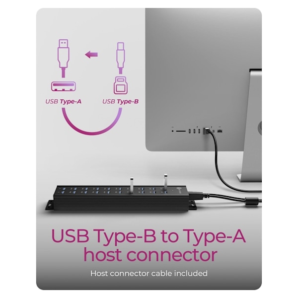 Raidsonic, 20-i-1 USB HUB med strømforsyning, tænd/sluk-knap og monteringsbeslag, IB-HUB1720-U3