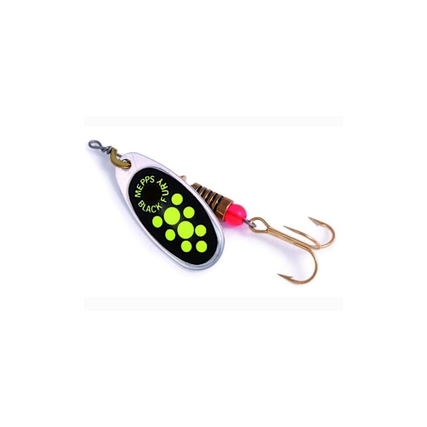 Spinner BLACK FURY-3 6,5g sølv/chartreuse prikker
