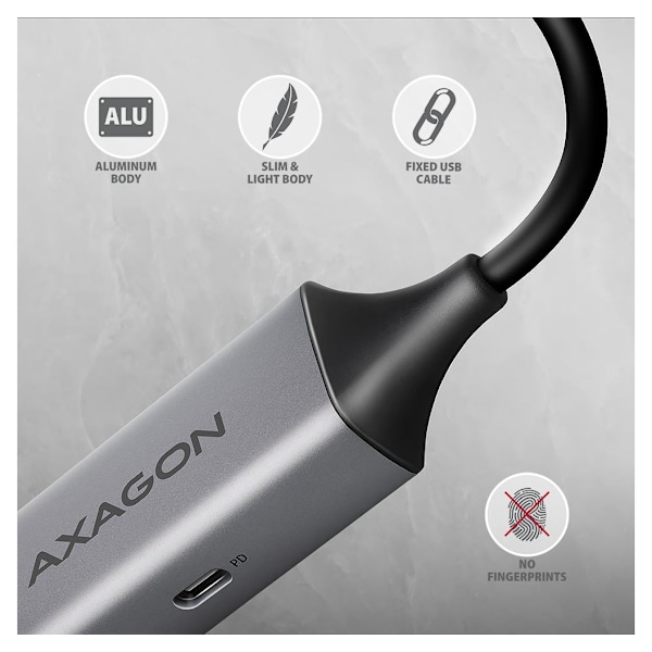 AXAGON, ADE-TXPD USB-C Gigabit Ethernet-adapter med PD 100W