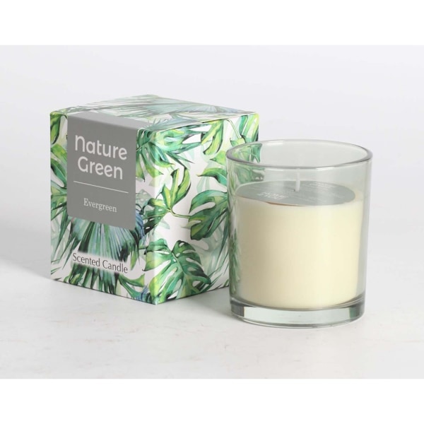 Duftlys i glass NATURE GREEN H9,5cm, Evergreen