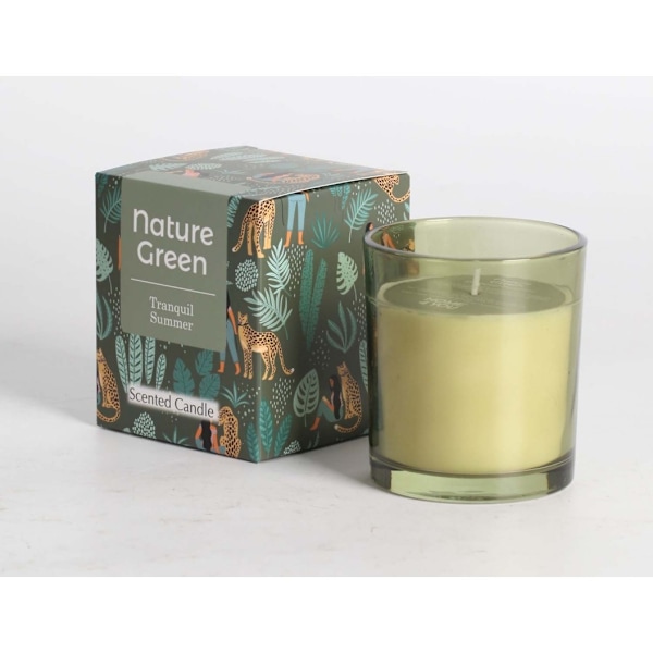 Doftljus i glas NATURE GREEN H9,5cm, Tranquil Summer