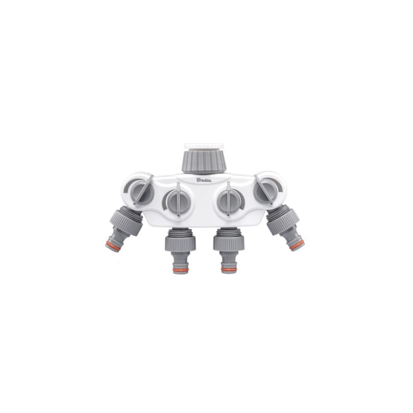 WHITE LINE SOLID 4-way manifold with 1 "or 3/4" tap valves White