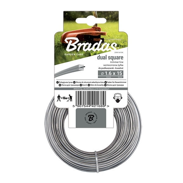 Set med 4 produkter. Trimmerlinje RIPPER DUAL, firkantet 2,4mm x 50m - kort