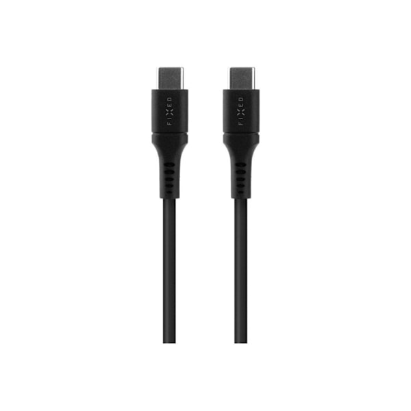 Fast, flytande silikonkabel USB-C/USB-C, 2m, 60W, FIXDLS-CC2-BK