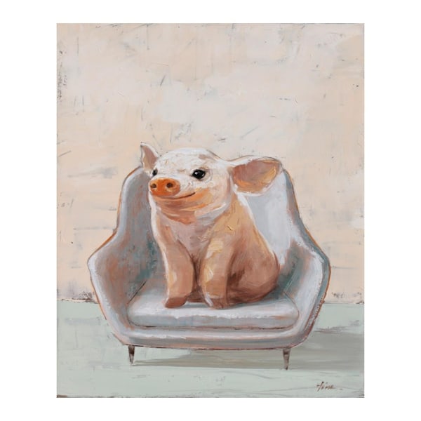 Oljemålning 60x80cm, piggy i stolen