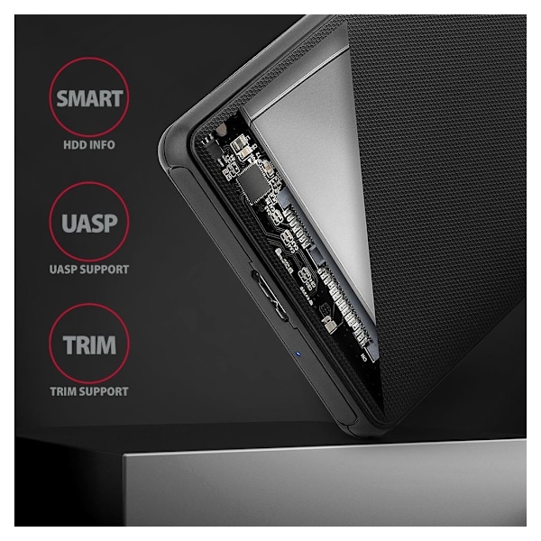 AXAGON, skruvlös USB 3.2 Gen 1 - SATA 6G extern box för 2,5" SSD/HDD, EE25-SL