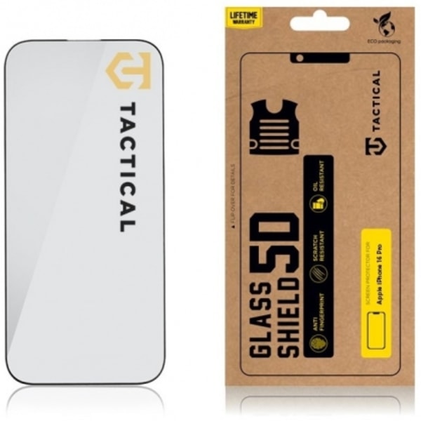 Glas Shield 5D iPhone 16 Pro" Sort, taktisk