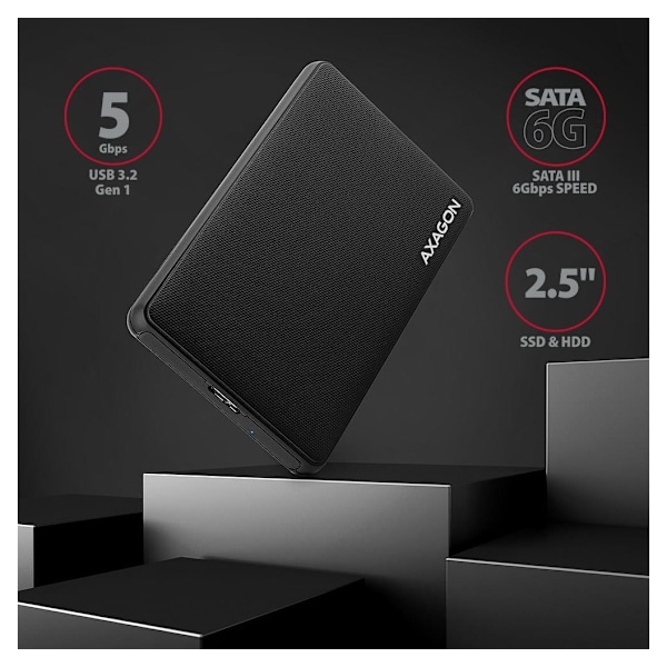 AXAGON, skruvlös USB 3.2 Gen 1 - SATA 6G extern box för 2,5" SSD/HDD, EE25-SL