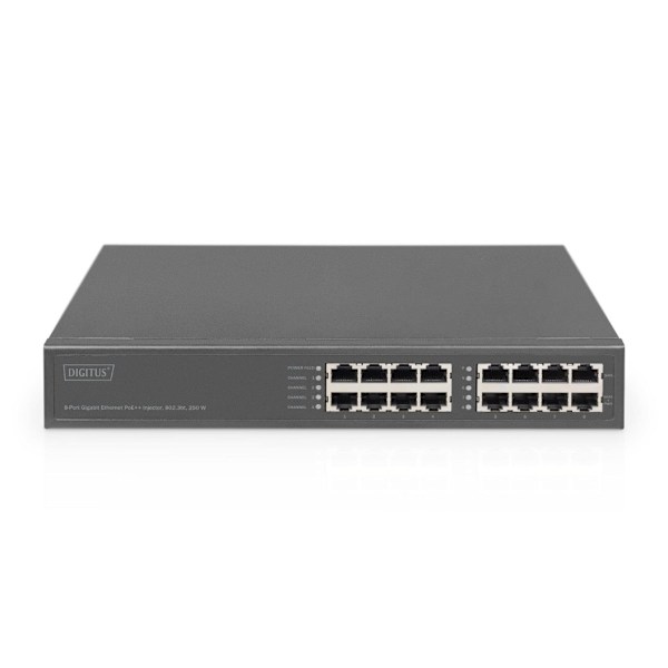Digitus, 8-porttinen Gigabit Ethernet PoE Injector, 802.3bt, 250 W, DN-95118