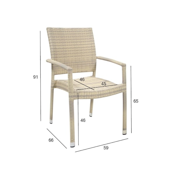 Stol WICKER-3 med armstöd, beige