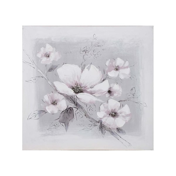 Oljemålning 60x60cm, vita blommor