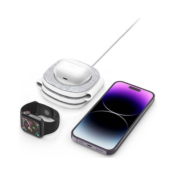 Tech-Protect trådløs oplader A32 3in1 Magnetic MagSafe QI15W, grå