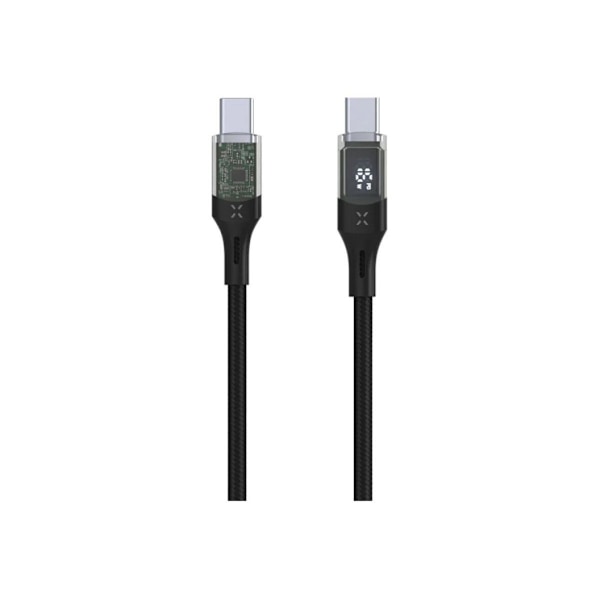 Fast, kabel USB-C/USB-C med display, PD-understøttelse, 2m, USB 2.0, 100W, FIXDD-CC2-BK
