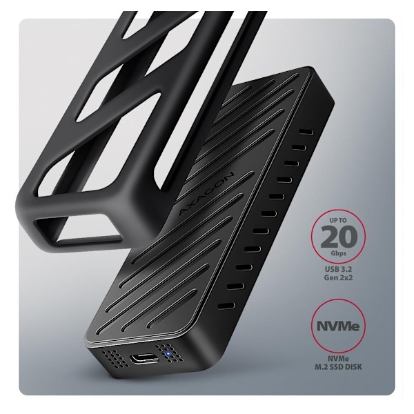 AXAGON, USB-C 20 Gbps - M.2 NVMe SSD ARMORED Box, EEM2-20G