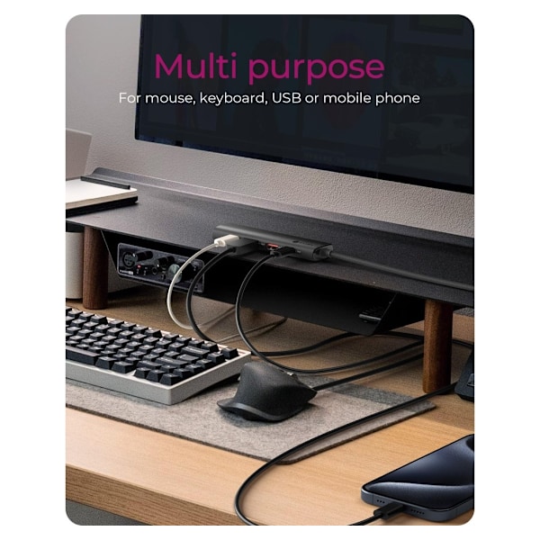 Raidsonic, 4-porttinen USB 3.2 Gen 2 -keskitin virtalähteellä, IB-HUB1437-CPD