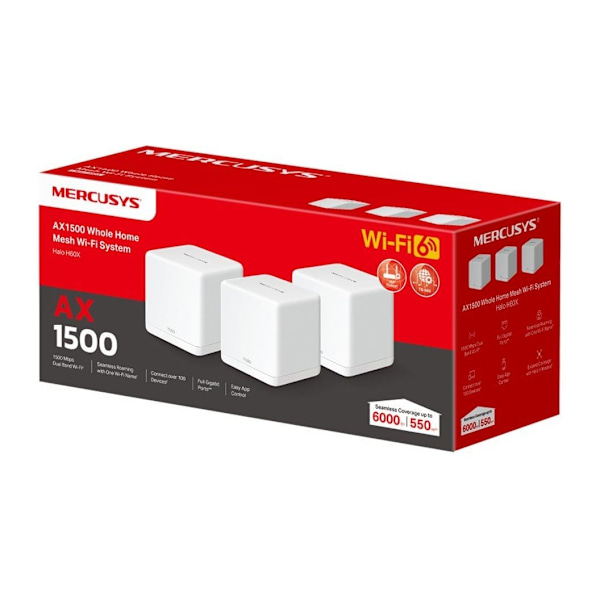 Mercusys, AX1500 Whole Home Mesh WiFi 6 System, Halo H60X (3-pack)