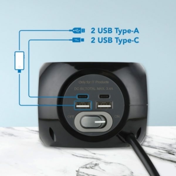 Extension flex 62080 Musta, Electraline