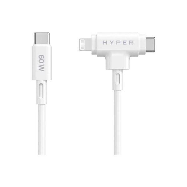 Hyper, HyperJuice Silicone USB-C - USB-C ja Lightning Hybrid 60 W -kaapeli