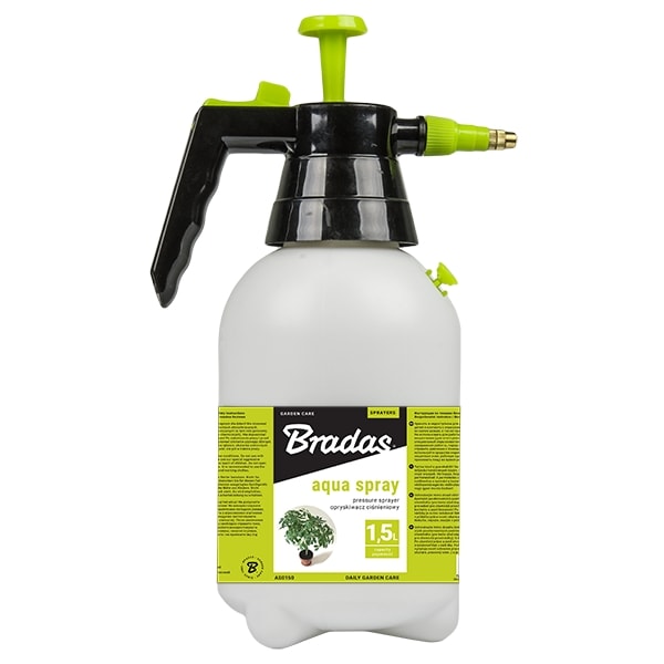 4 tuotteen paketti. Paineruiskupullo "AQUA SPRAY" 1,5l, Bradas