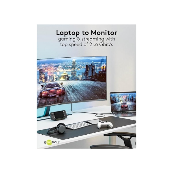Goobay, USB-C-DisplayPort-kaapeli 4K, 60 Hz, 1 m, 75704