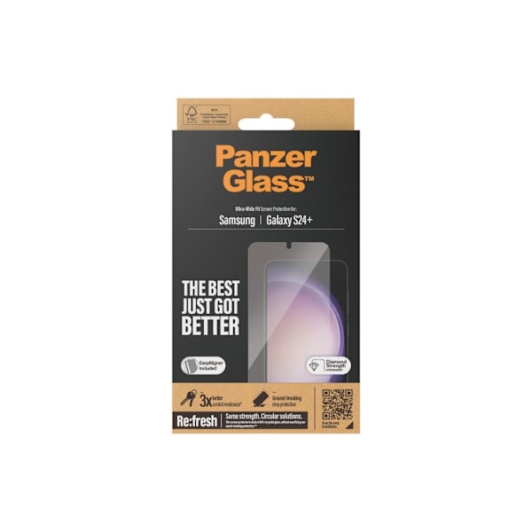 PanzerGlass, Skärmskydd, Samsung, Galaxy S24 Plus, Polyetylentereftalat (PET), Transparent, Ultra-Wide FitwA