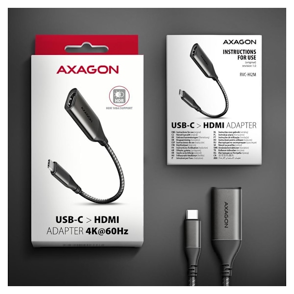 AXAGON, USB-C till HDMI, Aktiv omvandlare