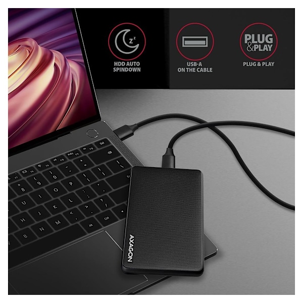 AXAGON, skruvlös USB 3.2 Gen 1 - SATA 6G extern box för 2,5" SSD/HDD, EE25-SL