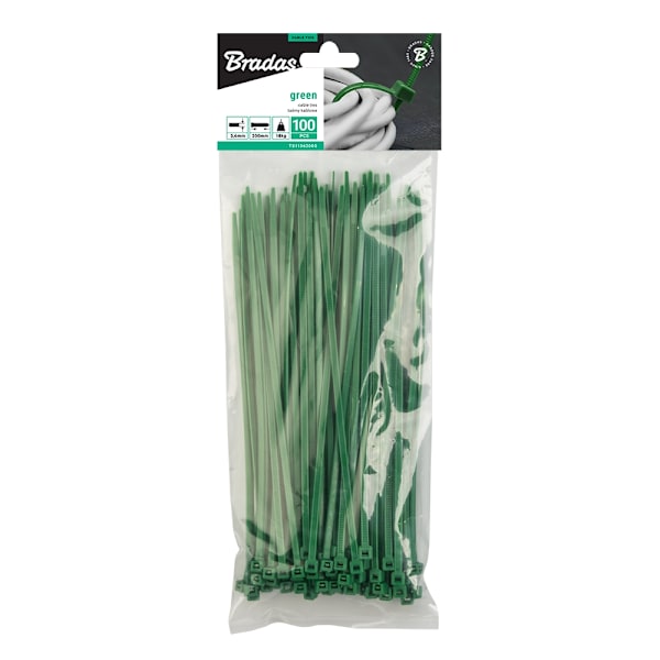 Set med 10 produkter. Buntband 3,6 x 200mm GRÖN, 100st
