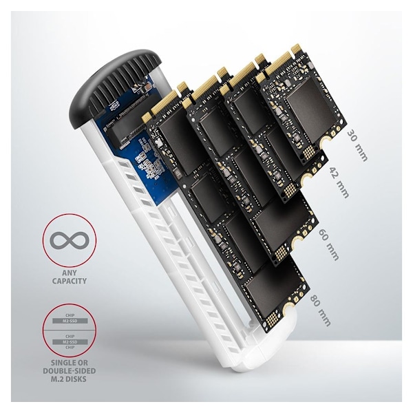 AXAGON, SuperSpeed ​​USB Micro-B - M.2 SATA SSD Ribbed Box, EEM2-SA