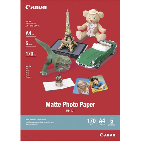 Set med 2 produkter. Canon fotopapir MP-101 A4 matt 170g 5 ark