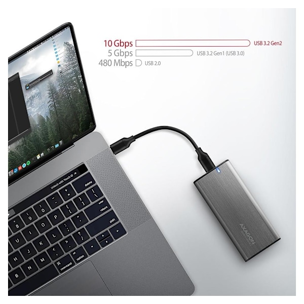 AXAGON, Extern USB-C 3.2 Gen 2 metalllåda för M.2 NVMe & SATA SSD-diskar, EEM2-SG2
