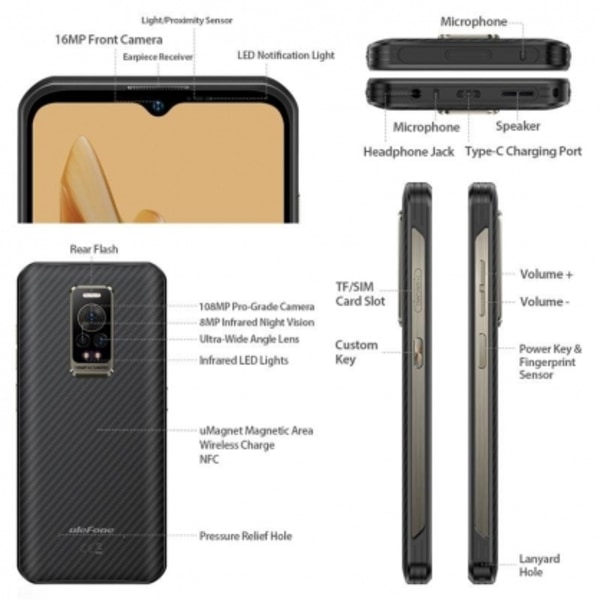 Telefon Armor 17 Pro 256GB Sort, Ulefone