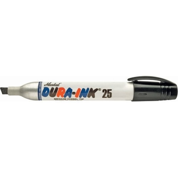 Set med 5 produkter. Blekkmarkør Markal Dura-Ink 25 sort 3 & 6 mm
