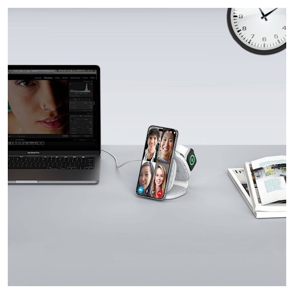 Tech-Protect trådløs oplader A32 3in1 Magnetic MagSafe QI15W, grå