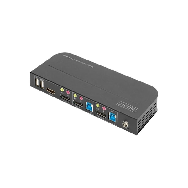 Digitus, KVM-switch, 2-portar, 4K60Hz, 2 x DP in, 1 x DP/HDMI ut, DS-12850