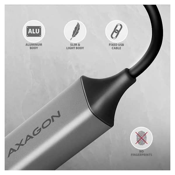 AXAGON, ADE-TXCA Kompakt aluminium USB 3.2 Gen 1 Gigabit Ethernet 10/100/1000Mbit-adapter med automatisk installation, Nintendo Switch-stöd och USB C-