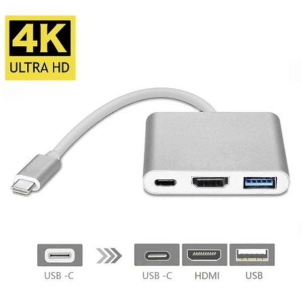 Elektromekanisk komponent USB-C Multiport Adapter (USB 3.0 / HDMI / USB Typ C) Silver, Fusion Tillbehör