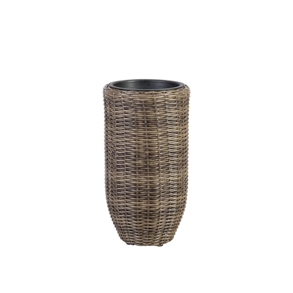 Växthållare WICKER D28xH51cm, flätad plast, färg: mörkbrun