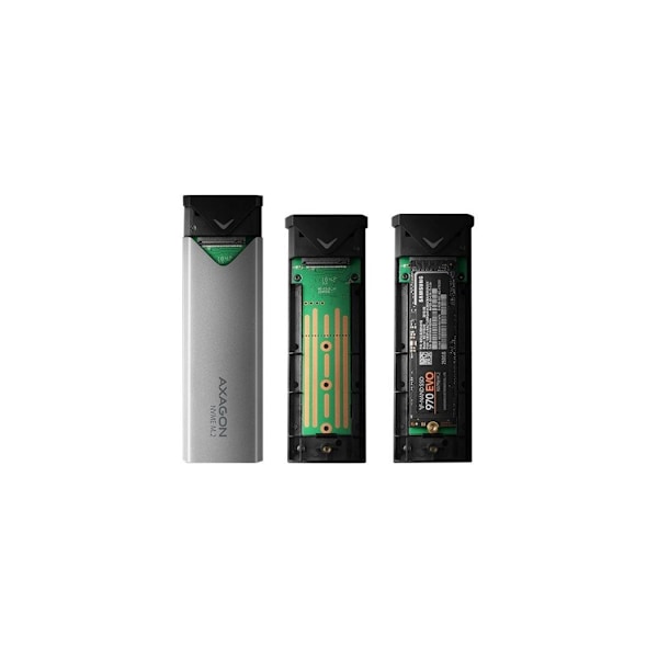 AXAGON, Extern SuperSpeed+ USB-C metalllåda för M.2 NVMe SSD-diskar med storlekar upp till 42 till 80 mm, EEM2-UG2