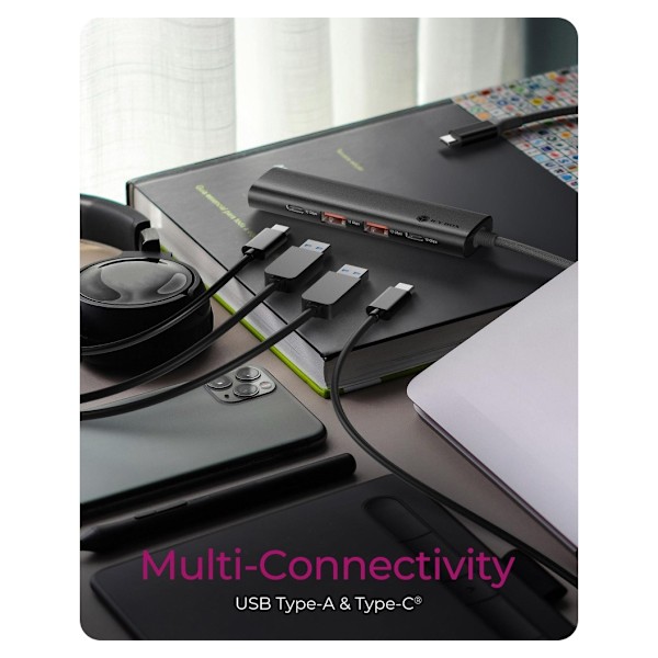 Raidsonic, 4-porttinen USB 3.2 Gen 2 -keskitin virtalähteellä, IB-HUB1437-CPD