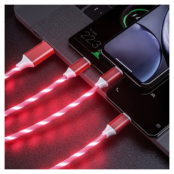 Platinet kabel USB - USB-C LED 2A 1m, rød (45741)