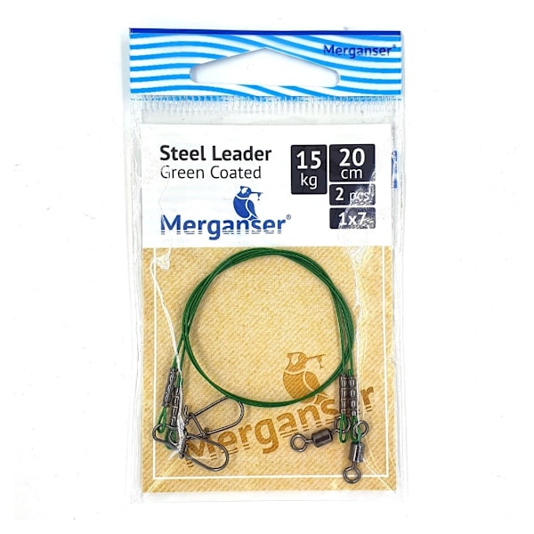 Stålføring, 1x7 beklædt, grøn, 15 kg, 20 cm, 2 stk, Merganser