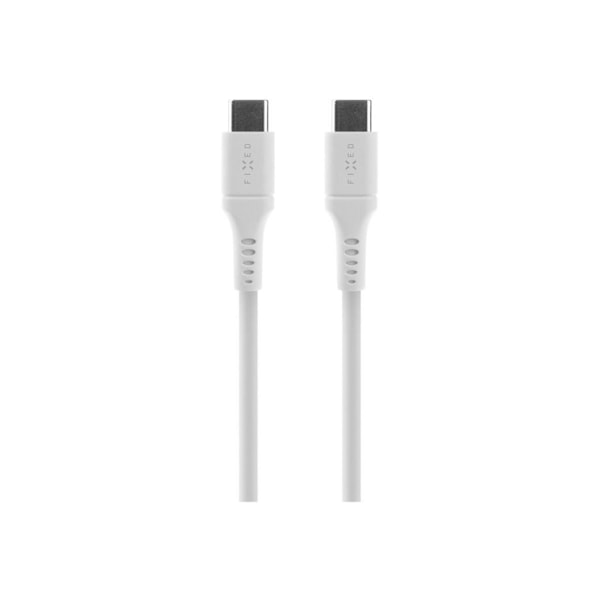 Kiinteä, USB-C/USB-C, nestemäinen silikonikaapeli, 60 W, FIXDLS-CC12-WH