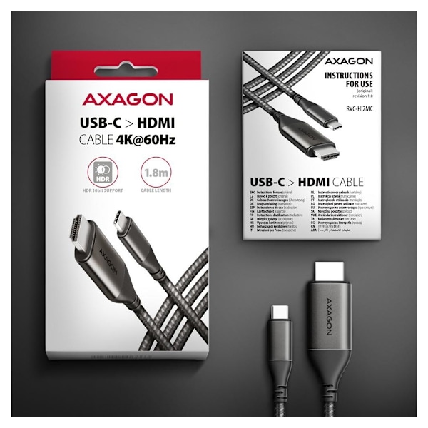 AXAGON, USB-C till HDMI, Aktiv omvandlare